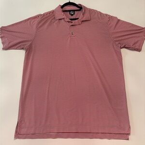 FootJoy Golf Polo Shirt Men’s XL Red White Striped ProDry Performance